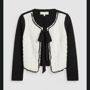 A’Reve Black and White Cardigan with Bow Detail